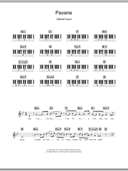 Pavane (Piano Chords/Lyrics) von Gabriel Faure