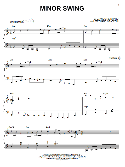 Minor Swing (arr. Brent Edstrom) (Piano Solo) von Django Reinhardt