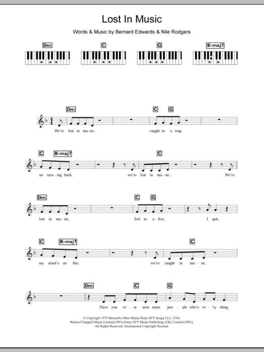 Lost In Music (Piano Chords/Lyrics) von Sister Sledge