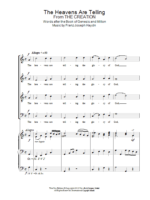 The Heavens Are Telling (SATB Choir) von Joseph Haydn