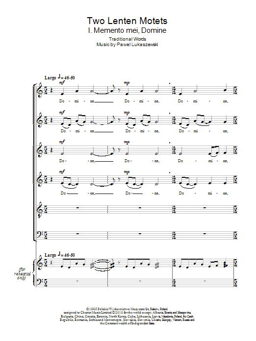 Two Lenten Motets (SATB Choir) von Pawel Lukaszewski