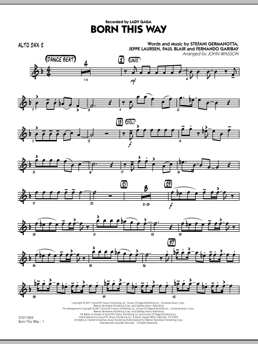 Born This Way - Alto Sax 2 (Jazz Ensemble) von John Wasson