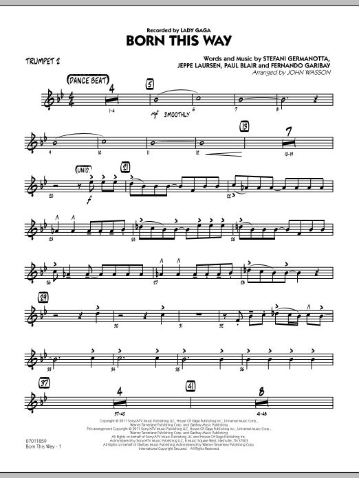 Born This Way - Trumpet 2 (Jazz Ensemble) von John Wasson