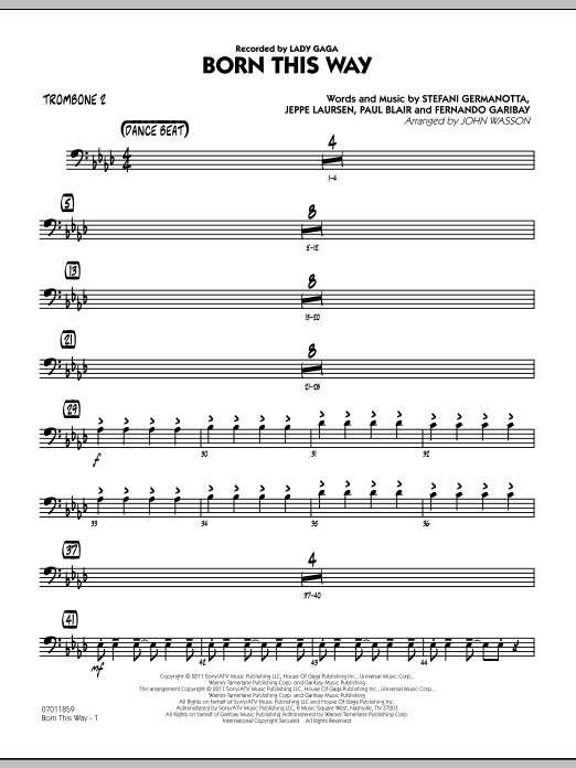 Born This Way - Trombone 2 (Jazz Ensemble) von John Wasson