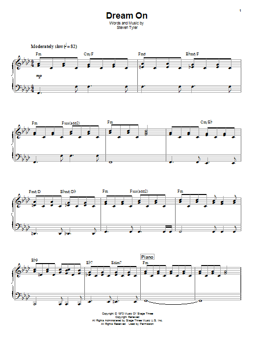 Dream On (Piano & Vocal) von Aerosmith