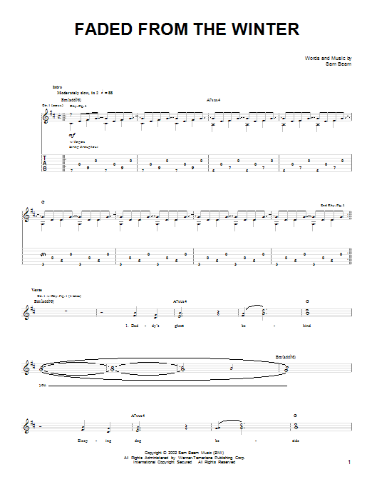 Faded From The Winter (Easy Guitar) von Iron & Wine