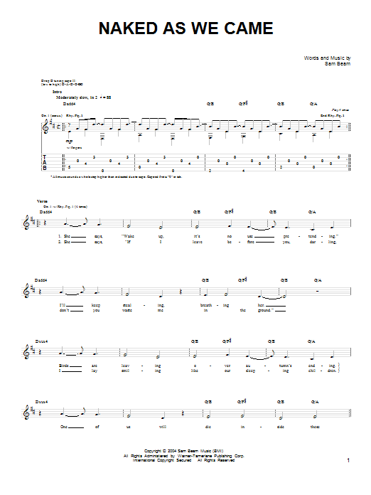 Naked As We Came (Easy Guitar) von Iron & Wine