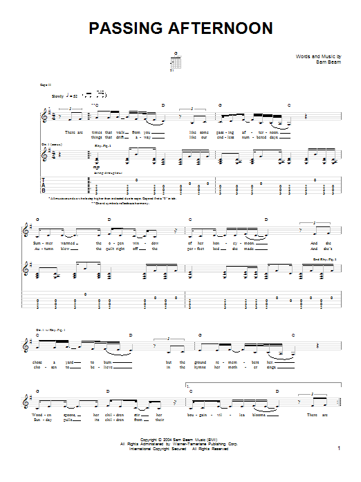 Passing Afternoon (Easy Guitar) von Iron & Wine