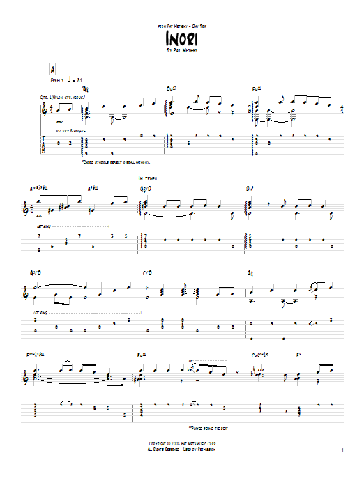 Inori (Guitar Tab) von Pat Metheny