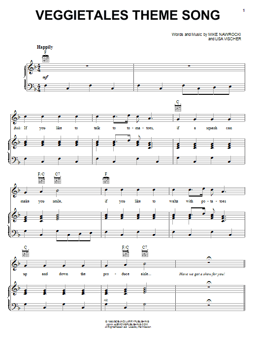 VeggieTales Theme Song (Piano, Vocal & Guitar Chords (Right-Hand Melody)) von VeggieTales