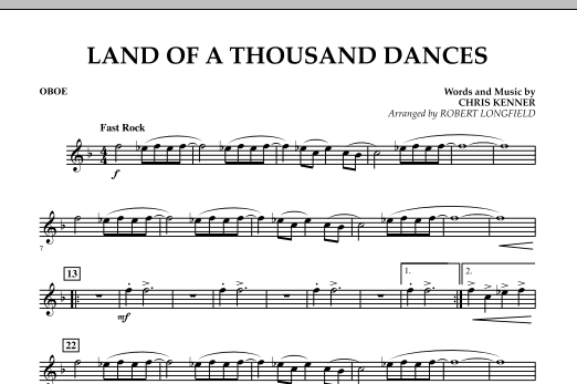 Land Of A Thousand Dances - Oboe (Concert Band) von Robert Longfield