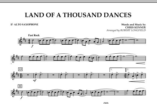 Land Of A Thousand Dances - Eb Alto Saxophone (Concert Band) von Robert Longfield