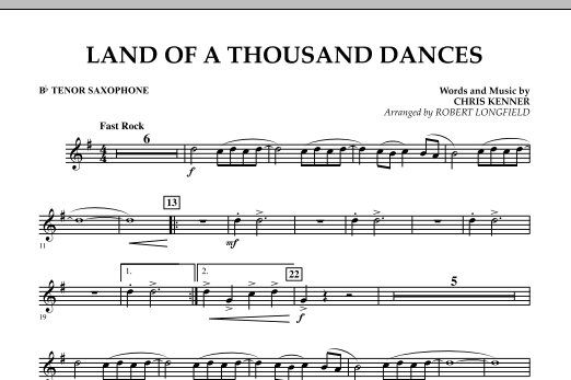 Land Of A Thousand Dances - Bb Tenor Saxophone (Concert Band) von Robert Longfield