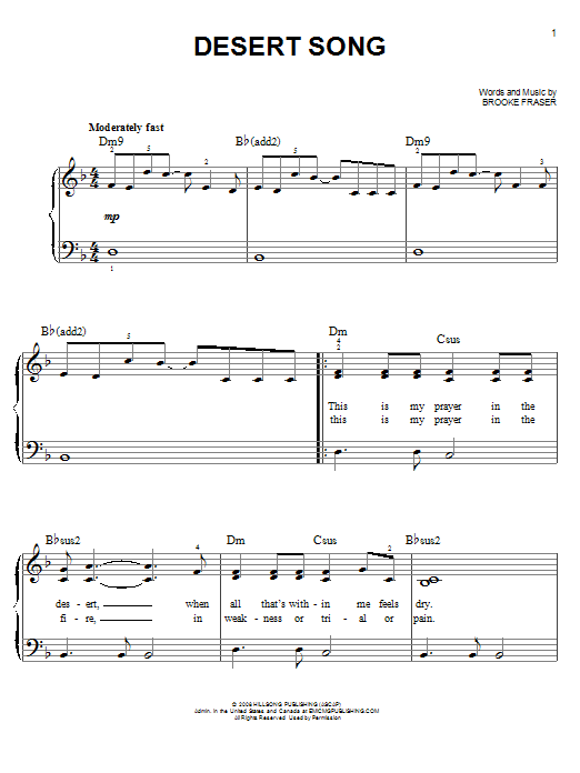 Desert Song (Easy Piano) von Hillsong Worship