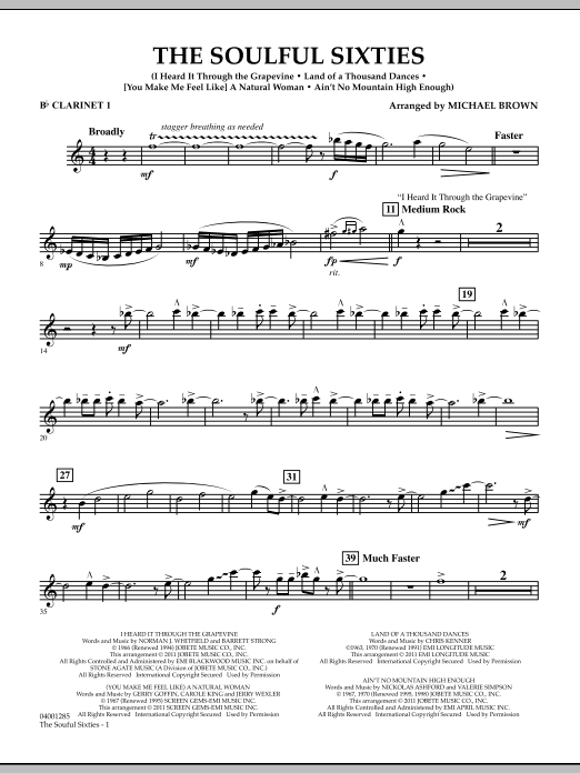 The Soulful Sixties - Bb Clarinet 1 (Concert Band) von Michael Brown