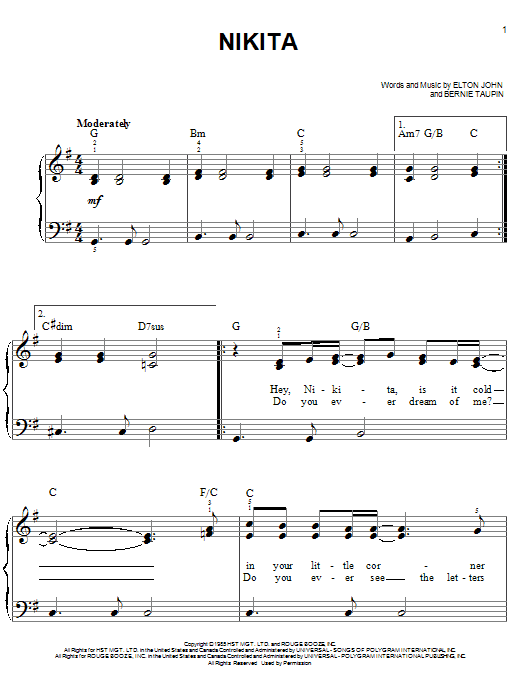 Nikita (Easy Piano) von Elton John