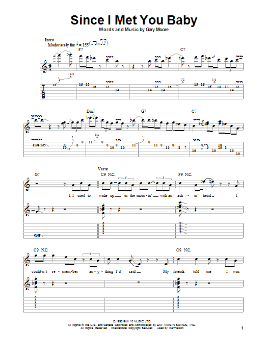 Since I Met You Baby (Guitar Tab (Single Guitar)) von Gary Moore
