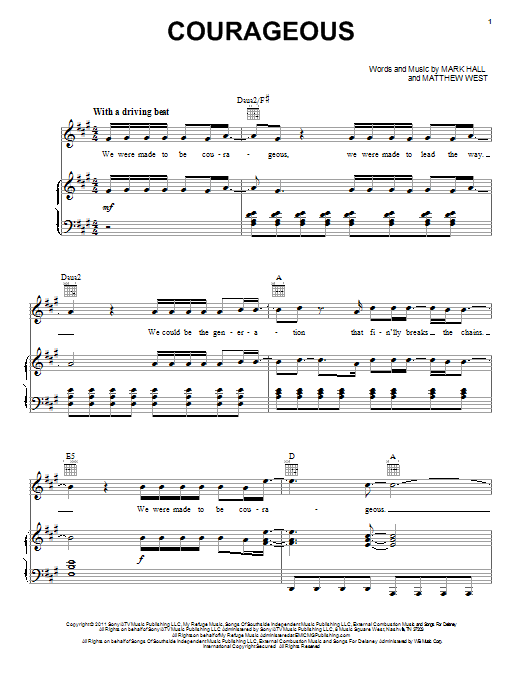 Courageous (Piano, Vocal & Guitar Chords (Right-Hand Melody)) von Casting Crowns