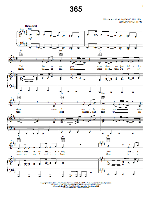 365 (Piano, Vocal & Guitar Chords (Right-Hand Melody)) von Nicole C. Mullen