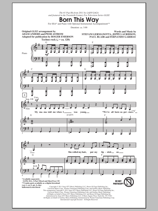 Born This Way (SSA Choir) von Roger Emerson
