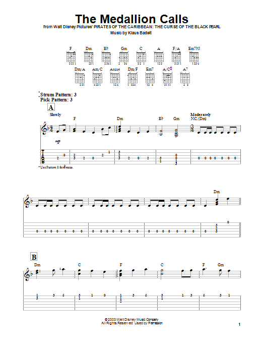 The Medallion Calls (Easy Guitar Tab) von Klaus Badelt