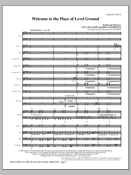 Welcome To The Place Of Level Ground - Full Score (Choir Instrumental Pak) von BJ Davis