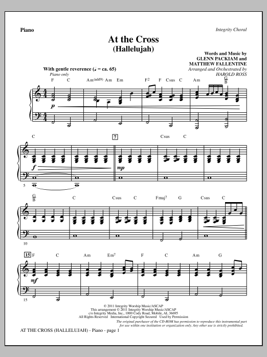 At The Cross (Hallelujah) - Piano (Choir Instrumental Pak) von Harold Ross
