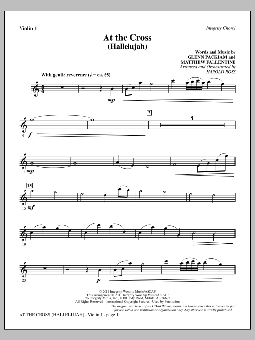 At The Cross (Hallelujah) - Violin 1 (Choir Instrumental Pak) von Harold Ross