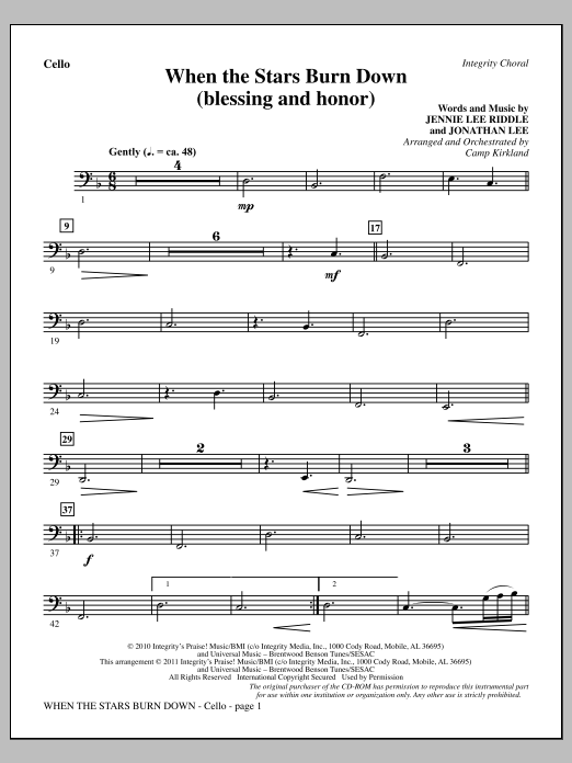 When The Stars Burn Down (Blessing And Honor) - Cello (Choir Instrumental Pak) von Camp Kirkland