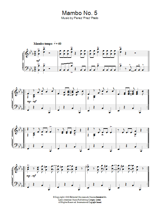 Mambo No. 5 (A Little Bit Of...) (Piano Solo) von Lou Bega