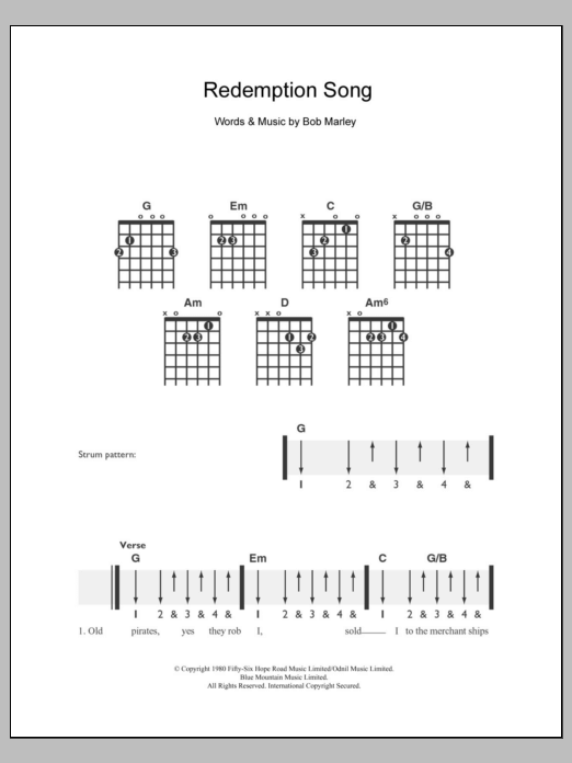 Redemption Song (Easy Guitar) von Bob Marley