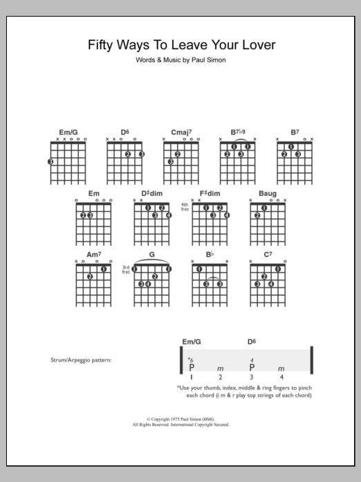 Fifty Ways To Leave Your Lover (Easy Guitar) von Paul Simon