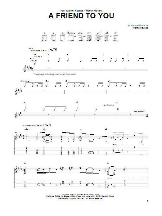 A Friend To You (Guitar Tab) von Warren Haynes