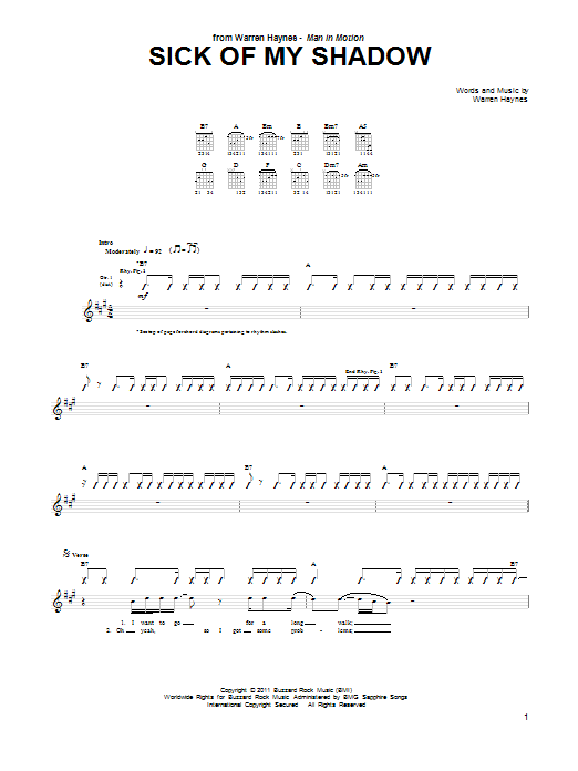 Sick Of My Shadow (Guitar Tab) von Warren Haynes