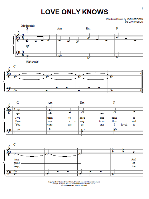 Love Only Knows (Easy Piano) von Josh Groban