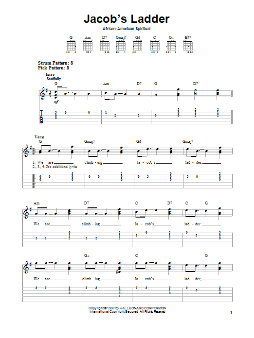 We Are Climbing Jacob's Ladder (Easy Guitar Tab) von Traditional Spiritual