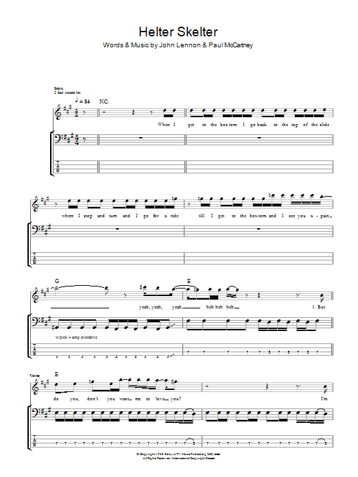 Helter Skelter (Bass Guitar Tab) von The Beatles