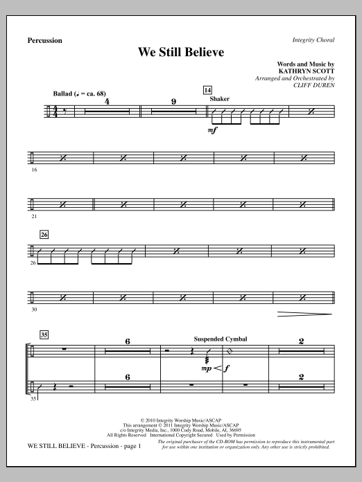 We Still Believe - Percussion (Choir Instrumental Pak) von Cliff Duren