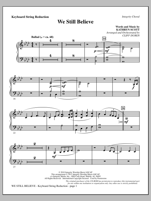 We Still Believe - Keyboard String Reduction (Choir Instrumental Pak) von Cliff Duren