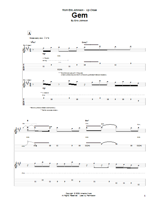 Gem (Guitar Tab) von Eric Johnson