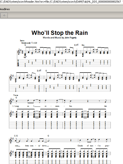 Who'll Stop The Rain (Guitar Tab (Single Guitar)) von Creedence Clearwater Revival
