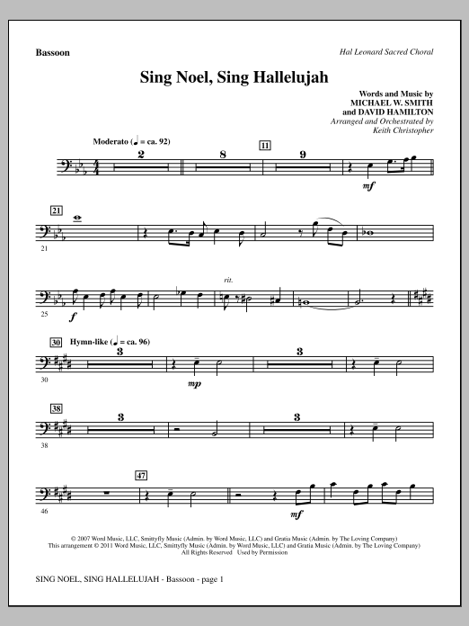 Sing Noel, Sing Hallelujah - Bassoon (Choir Instrumental Pak) von Keith Christopher