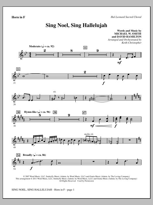 Sing Noel, Sing Hallelujah - F Horn (Choir Instrumental Pak) von Keith Christopher