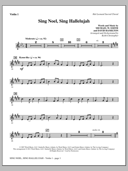Sing Noel, Sing Hallelujah - Violin 1 (Choir Instrumental Pak) von Keith Christopher