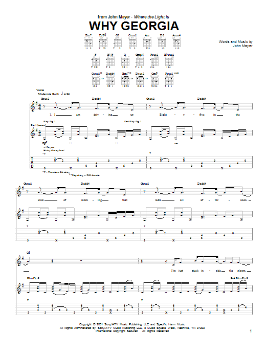 Why Georgia (Guitar Tab) von John Mayer