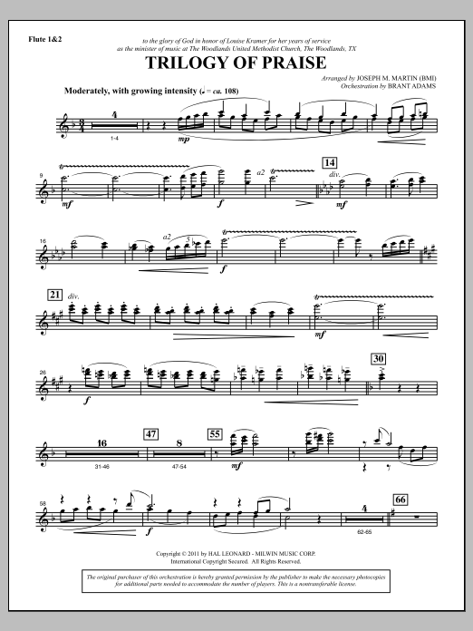Trilogy Of Praise - Flute 1 & 2 (Choir Instrumental Pak) von Joseph M. Martin