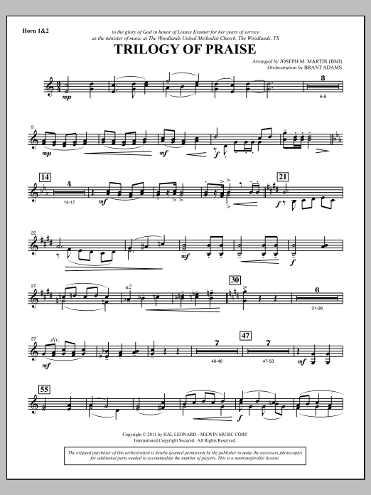 Trilogy Of Praise - F Horn 1,2 (Choir Instrumental Pak) von Joseph M. Martin