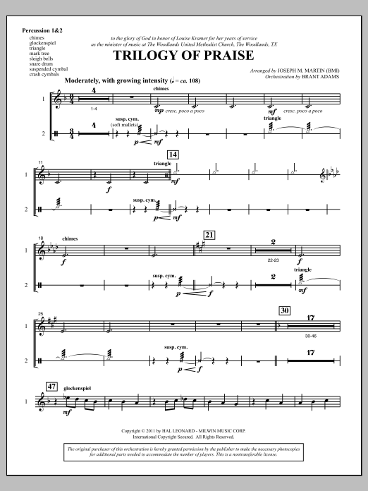 Trilogy Of Praise - Percussion 1 & 2 (Choir Instrumental Pak) von Joseph M. Martin