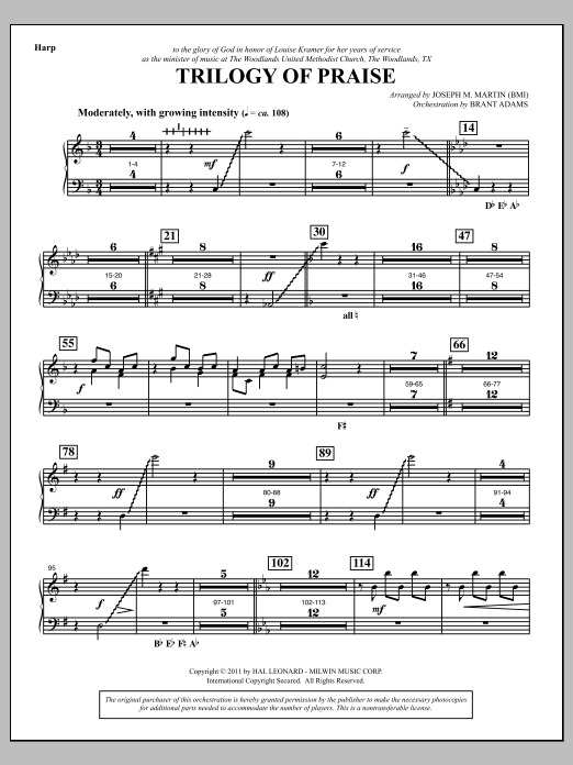 Trilogy Of Praise - Harp (Choir Instrumental Pak) von Joseph M. Martin