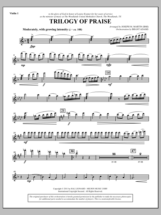 Trilogy Of Praise - Violin 1 (Choir Instrumental Pak) von Joseph M. Martin